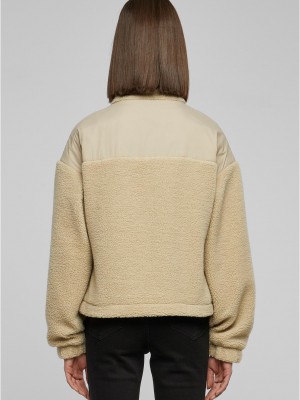 Дамско пухено яке в бежов цвят Urban Classics Ladies Sherpa Mix  Дамско пухено яке в бежов цвят Urban Classics Ladies Sherpa Mix