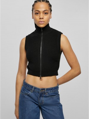 Дамска къса плетена жилетка в черен цвят Urban Classics