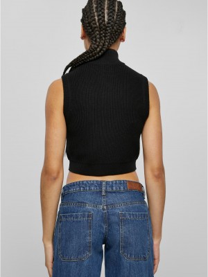 Дамска къса плетена жилетка в черен цвят Urban Classics
