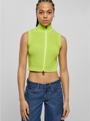 Дамска къса плетена жилетка в зелен цвят Urban Classics