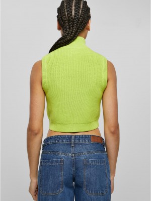 Дамска къса плетена жилетка в зелен цвят Urban Classics