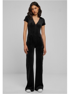 Дамски кадифен гащеризон в черен цвят Urban Classics