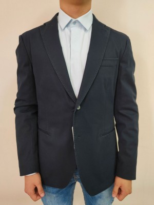 Стилно мъжко сако в тъмносин цвят Van Gils