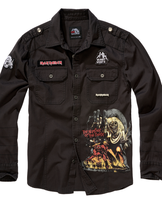 Мъжка риза в черен цвят Iron Maiden Luis NOTB, Brandit, Ризи - Complex.bg