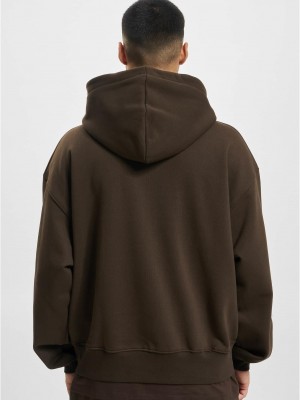 Мъжки суичър с качулка в кафяв цвят DEF Zip Hoodie