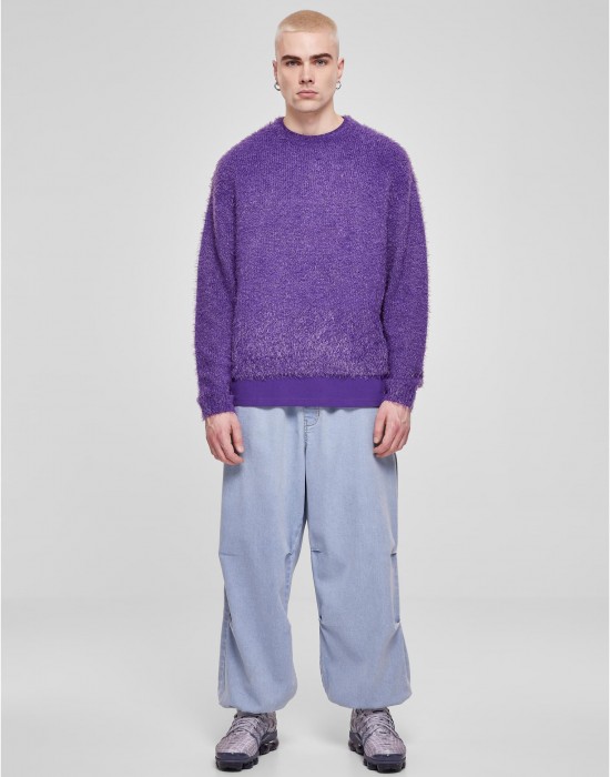 Мъжки пухен пуловер в лилав цвят Urban Classics