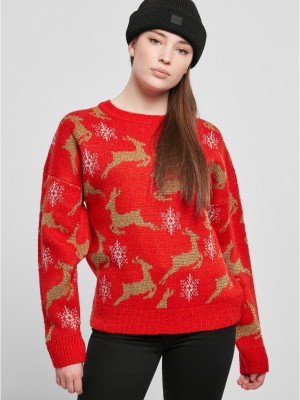 Дамски коледен пуловер в червен цвят Ladies Christmas Sweater Дамски коледен пуловер в червен цвят Ladies Christmas Sweater