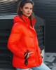 Дамско зимно яке в червен цвят с качулка