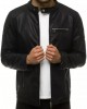 Мъжко черно кожено яке с капитонирани вложки на раменете JB/JP1151