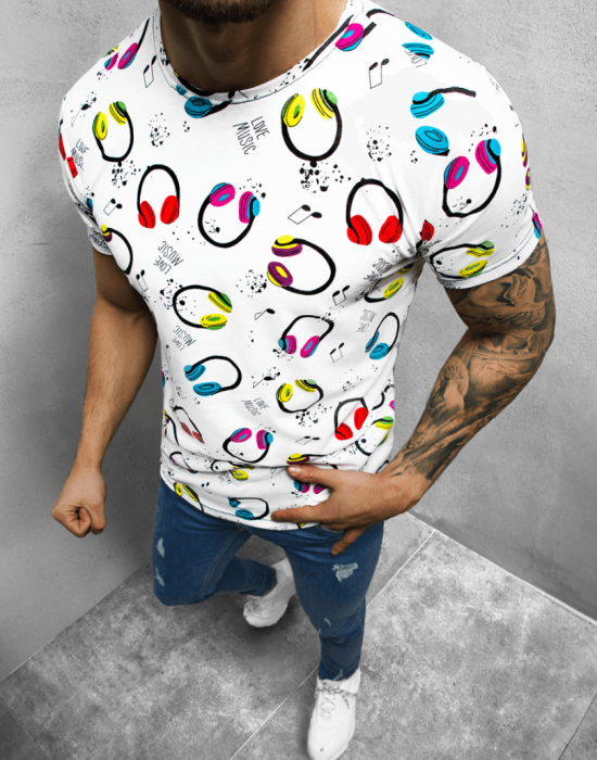  Мъжка тениска в бял цвят O/BL55