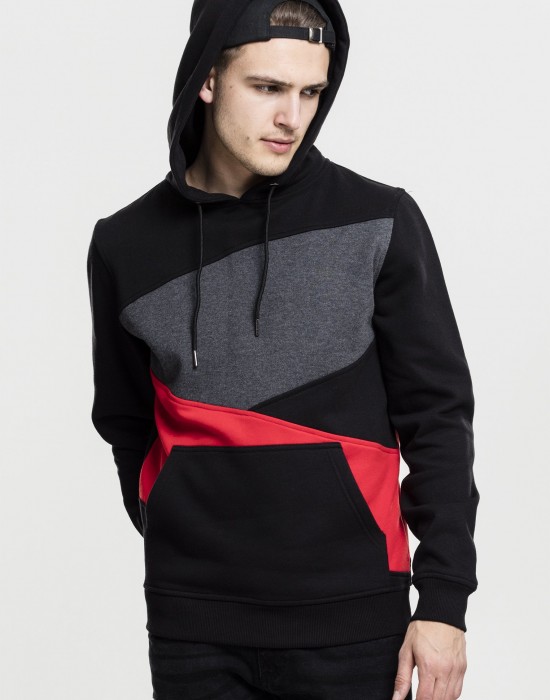 Мъжки zig-zag суичър Urban Classics blk/red/cha