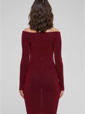 Дамска блестяща рокля в цвят бордо Urban Classics