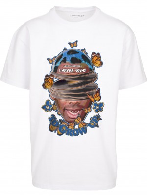 Мъжка тениска в бял цвят Mister Tee Grow Up Oversize
