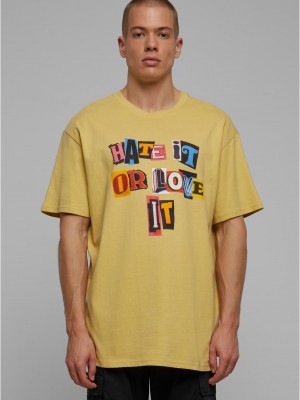 Мъжка тенсика в жълт цвят Mister Tee Hate it or Love it Oversize