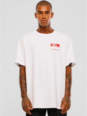Мъжка тениска в бял цвят Mister Tee Hey! My Name Is Oversize