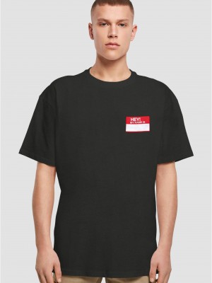 Мъжка тениска в черен цвят Mister Tee Hey! My Name Is Oversize