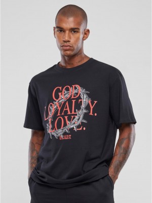 Мъжка тениска в черен цвят Mister Tee God Loyalty Love Oversize.