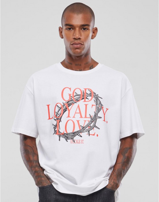 Мъжка тениска в бял цвят Mister Tee God Loyalty Love Oversize