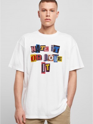 Мъжка тенсика в бял цвят Mister Tee Hate it or Love it Oversize