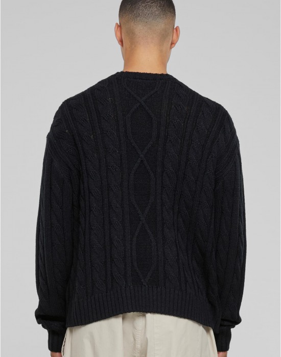 Мъжки плетен пуловер в черен цвят Urban Classics Set In Boxy 