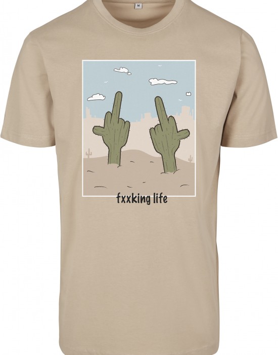 Мъжка тениска Mister Tee Fucking Life в пясъчен цвят
