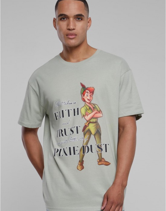 Мъжка тениска в сив цвят MISTER TEE Disney 100 Peter Pan Faith and Trust Oversize