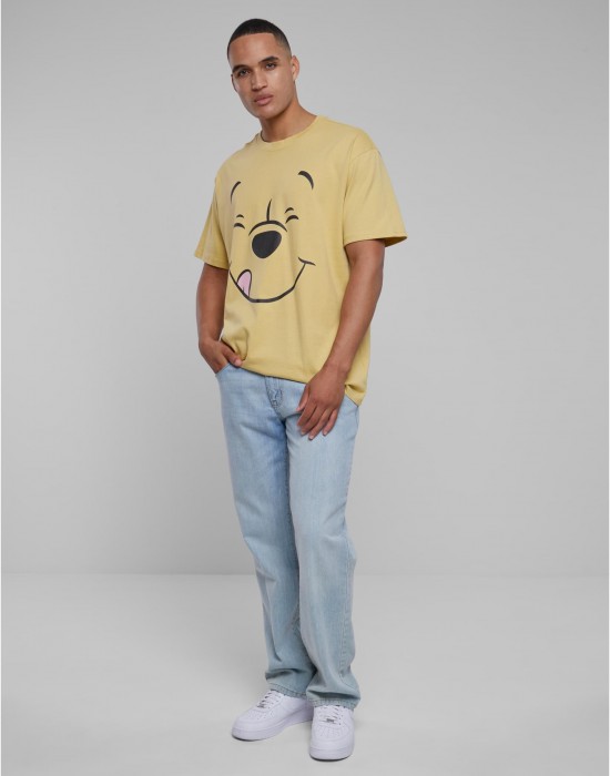 Мъжка тениска в жълт цвят MISTER TEE Disney 100 Winnie Pooh Face Oversize