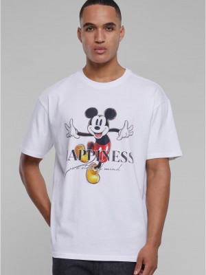 Мъжка тениска в бял цвят MISTER TEE Disney 100 Mickey Happiness Oversize