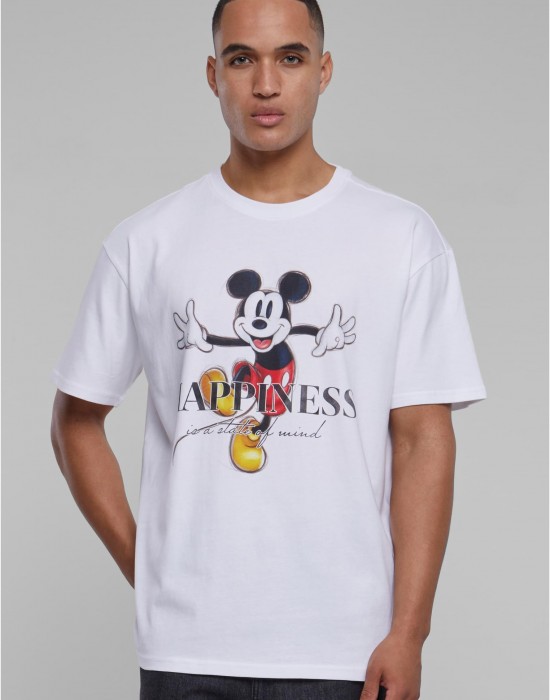 Мъжка тениска в бял цвят MISTER TEE Disney 100 Mickey Happiness Oversize