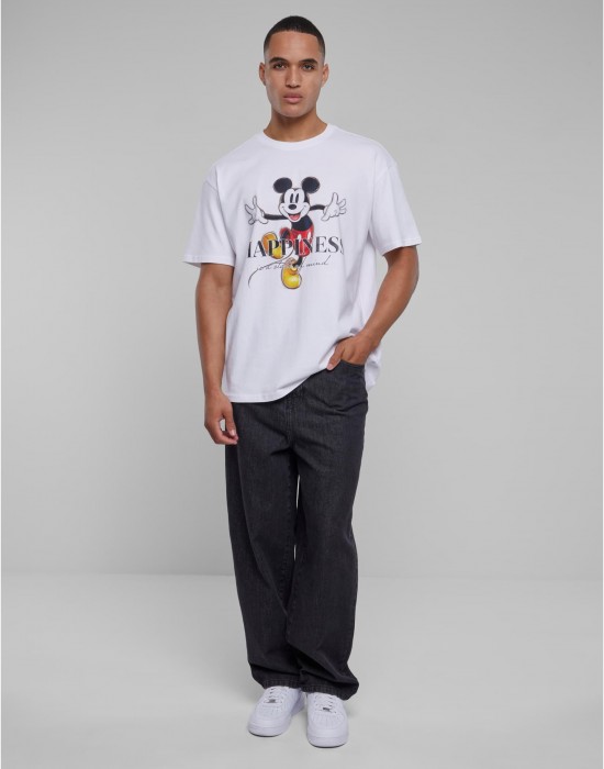 Мъжка тениска в бял цвят MISTER TEE Disney 100 Mickey Happiness Oversize