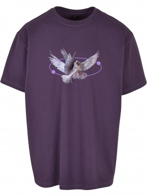 Мъжка тениска в тъмнолилав цвят MISTER TEE Vive la Liberte 