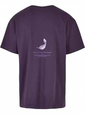 Мъжка тениска в тъмнолилав цвят MISTER TEE Vive la Liberte 