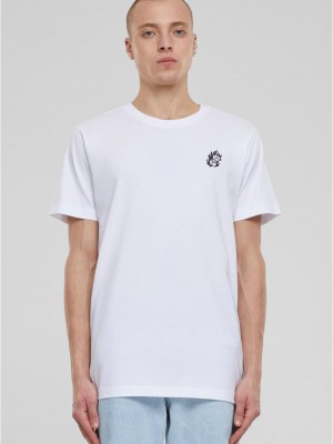 Мъжка тениска в бял цвят MISTER TEE Dice Fire EMB 