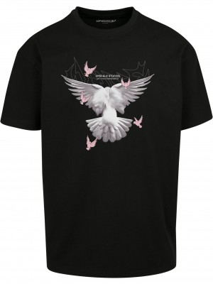 Мъжка тениска в черен цвят MISTER TEE Doves Oversize