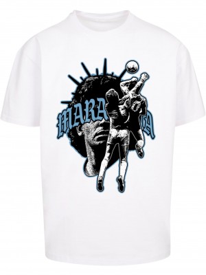 Мъжка тениска в бял цвят Божиите ръце Mister Tee Maradona