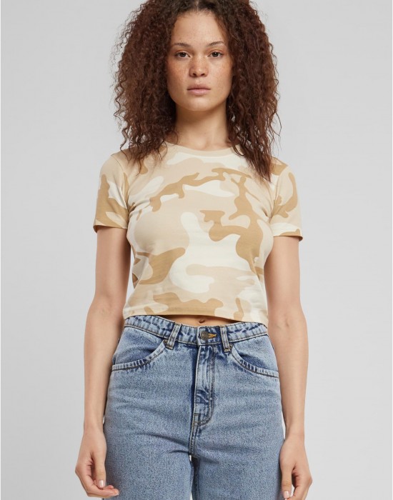 Дамска къса тениска в камуфлажен цвят Urban Classics Ladies Cropped Camo Tee Дамска къса тениска в камуфлажен цвят Urban Classics Ladies Cropped Camo Tee