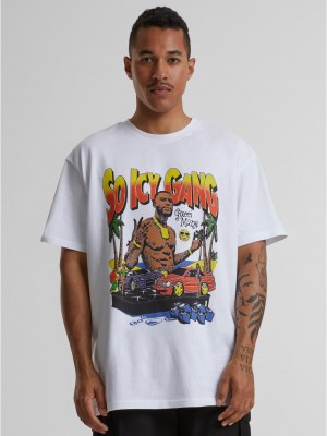 Тениска в бял цвят Mister Tee Gucci Mane So Icy Oversize