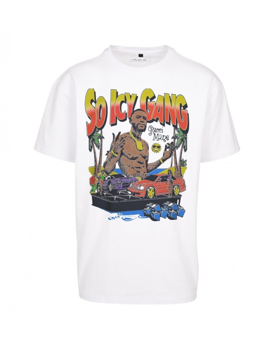 Тениска в бял цвят Mister Tee Gucci Mane So Icy Oversize