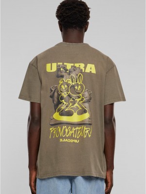 Мъжка тениска в цвят каки Ultraprovocateur Acid Heavy Oversize