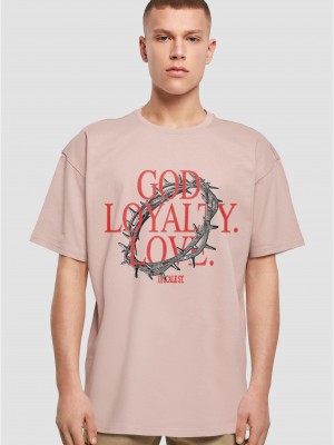 Мъжка тениска в розов цвят Mister Tee God Loyalty Love Oversize.
