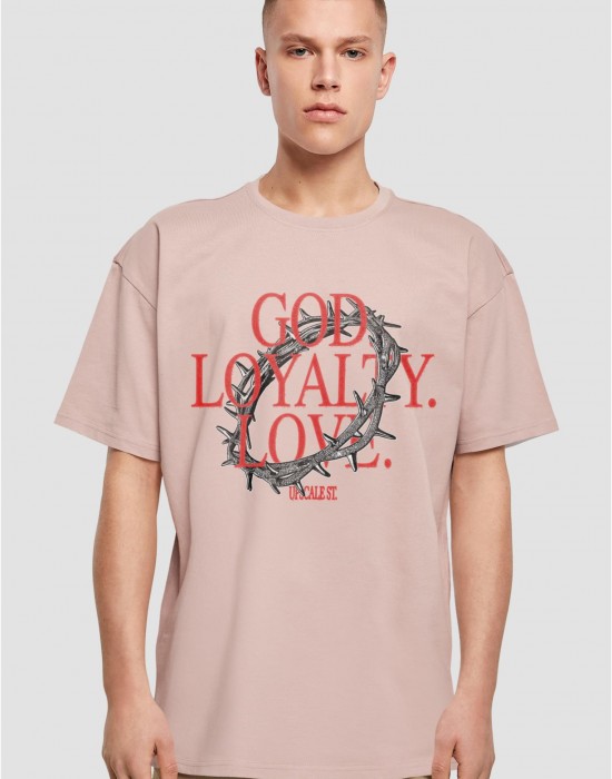 Мъжка тениска в розов цвят Mister Tee God Loyalty Love Oversize.