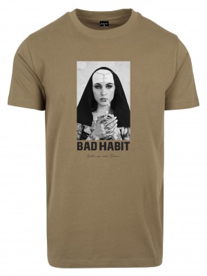 Мъжка тениска в цвят маслина Mister Tee Bad Habit