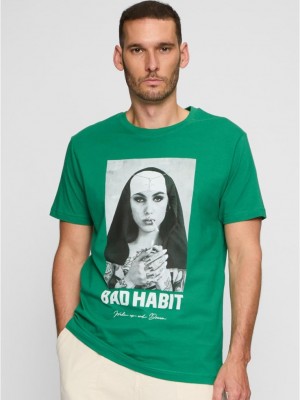 Мъжка тениска в зелен цвят Mister Tee Bad Habit