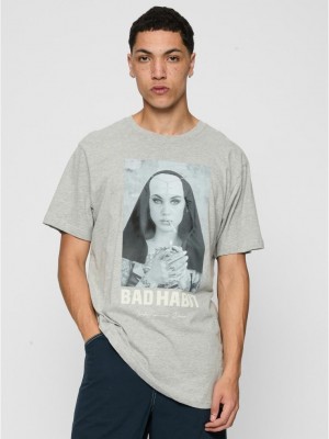 Мъжка тениска в светлосив цвят Mister Tee Bad Habit