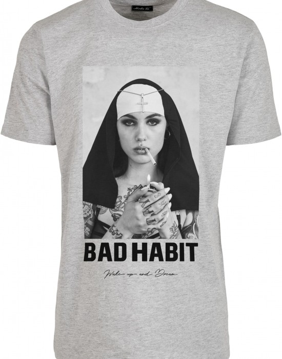 Мъжка тениска в светлосив цвят Mister Tee Bad Habit