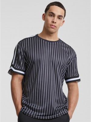 Мъжка тениска в черен цвят Urban Classics Oversized Striped Mesh