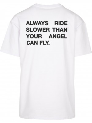 Мъжка тениска в бял цвят Mister Tee Moto GT Oversize.
