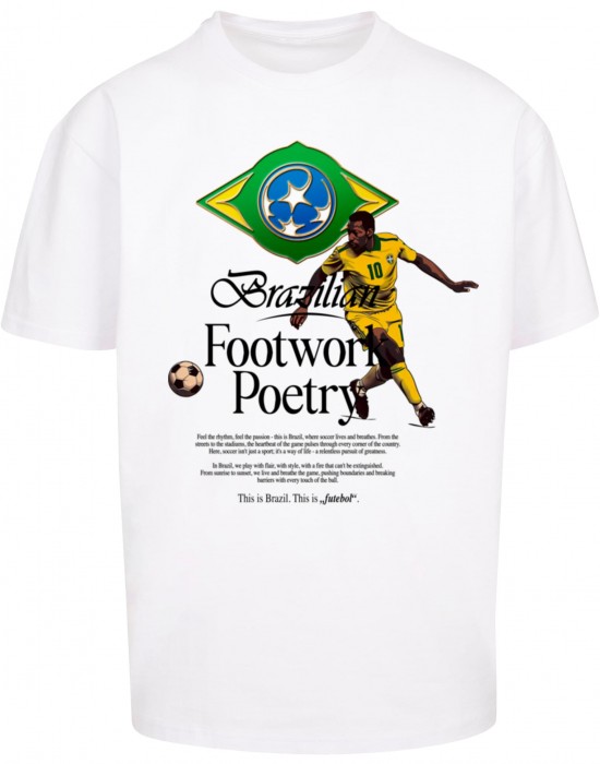 Мъжка тениска в бял цвят Mister Tee Footwork Poetry Oversize