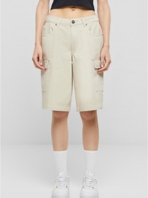 Дамски къси панталони в светлобежов цвят Urban Classics Ladies Cotton Cargo Bermuda