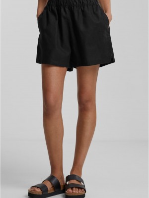 Дамски къси панталони в черен цвят Urban Classics Ladies Linen Mixed Boxer Shorts